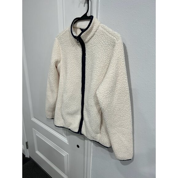 Lands End Full Zip Cozy Sherpa Fleece Jacket Cream Sz Medium Petite Outerwear - Picture 5 of 13